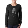 Los Angeles Pop Art Women's Girl Scout Law Black/Pink Cotton                          Long-sleeved T-shirt