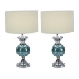 Urban Designs Blue/Silver Metal/Mosaic Glass Artistic 24-inch Table Lamp (Set of 2)
