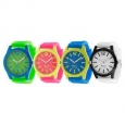 Geneva Platinum Women's Japanese Quartz Neon Pop Silicone Watch