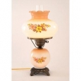 Floral Hurricane Antique Brass Finish Table Lamp