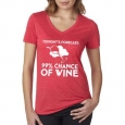Women's 99-percent Chance of Wine Forecast Drinking V-neck                          Red Cotton T-shirt