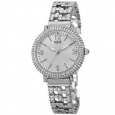 Burgi Women's Quartz Swarovski Crystal Silver-Tone Bracelet Watch - Silver