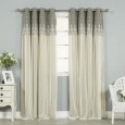 Aurora Home Grace Lace-overlay Grommet-top Curtain Panel Pair