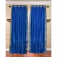 Blue Ring Top Sheer Sari Curtain / Drape / Panel - Piece