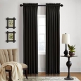 Grand Luxe Linen Gotham Black Rod Pocket Curtain Panel (As Is Item)