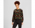 Women's Velvet Printed Sweatshirt - Xhilaration (juniors) Large Black