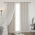 Aurora Home Mix & Match Blackout and Sheer Tulle Lace 4-piece Curtain Panel Pair