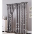 Ella Embroidered Panel with Attached Valance & Backing, Gray, 54x84+18 Inches