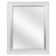White Woodgrain Wall Mirror with Silver Leaf Accent