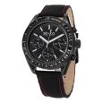 SO&CO New York Men's Quartz Monticello Multifunction Watch with Black Leather Strap