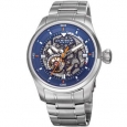 Akribos XXIV Men's Automatic Skeleton Stainless Steel Silver-Tone Bracelet Watch