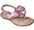 Girls Pink Sandals Size 5 T-strap Metallic Floral Toddler Cherokee