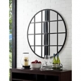 40-inch Black Round Beveled Window Mirror
