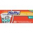 Hefty E20119 Unscented Small Trash Bag W/flap Tie Closure, 4-gal, 30-count