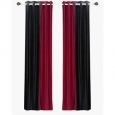 Delancy Black and Burgundy ring top Velvet Curtain Panel - Piece