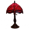 Odysseia One-light Red on Red Dragonfly 16-inch Tiffany-style Table Lamp