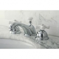 Restoration Porcelain Handles Chrome Widespread Bathroom Faucet