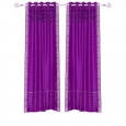 Violet Red Hand Crafted Grommet Top Sheer Sari Curtain Panel -Piece