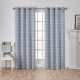 ATI Home Cressy Geometric Textured Linen Jacquard Grommet Top Window Curtain Panel Pair (As Is Item)