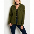 JED Women's Military Inspired Long Sleeve Button Down Overshirt