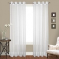 Crush Voile Grommet Top Curtain Panel Pair 95-inch in White (As Is Item)
