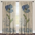 Laural Home Blue Poppies Sheer Curtain Panel (Single Panel)