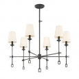 Lorainne Oxidized Black 6-light Chandelier with White Fabric Shades