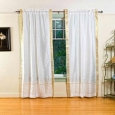 White Rod Pocket Sheer Sari Curtain / Drape / Panel - Pair