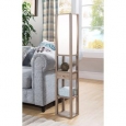 Lamp With Small Drawer and Shelves, Light Brown