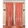 Peach pink Ring Top Sheer Sari Curtain / Drape / Panel - Piece