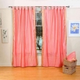Pink Tab Top Sheer Sari Curtain / Drape / Panel - Piece