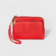Women's Wristlet Double-Zip Pouch - A New Day Red