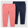 Baby Girls' 2pk Pants - Just One You Made by Carter's Coral/Dark Blue 3M, Pink