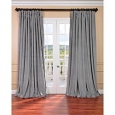 Exclusive Fabrics Silver Grey Velvet Blackout Extra Wide Curtain Panel
