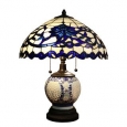 Akiko 3-light Blue Glass 21-inch Double-lit Tiffany-style Table Lamp