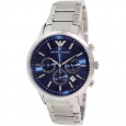 Emporio Armani Men's AR2448 Silver Stainless-Steel Quartz Watch with Blue Dial