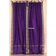 Purple Tie Top Sheer Sari Curtain / Drape / Panel - Piece