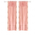 Peach Pink Hand Crafted Grommet Top Sheer Sari Curtain Panel -Piece