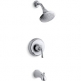 Kohler K-TS10275-4A Single Handle RiteTemp Tub and Shower Trim with Rain Shower Head from the Forte Collection
