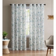 Jasmine Floral Printed Sheer Grommet Panel, Teal-Green, 54x90 Inches