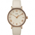 Timex Women's TW2R28300 Southview 37 White/Rose Goldtone/Cream Brass and Leather Strap Watch