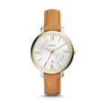 Fossil Women's Jacqueline Silver Dial Tan Leather Band Watch ES3737