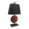Rustic Industrial Gear Table Lamp with Fabric Shade - Orange