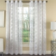 Avery Semi-Sheer Embroidered Leaf Faux Linen Grommet Window Curtain Panel