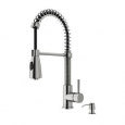 VIGO Brant Stainless Steel Pull-Down Spray Kitchen Faucet with Soap Dispenser
