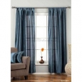 Navy Blue Tab Top Textured Curtain / Drape / Panel - 84