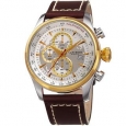 Akribos XXIV Men's Quartz Chronograph Gold-Tone Leather Strap Watch