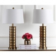 Safavieh Indoor 1-light Linus Brass Column Gold Table Lamp (Set of 2)