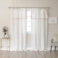 Aurora Home Belgian Linen Folded Valance with Border Detail Curtain Panel