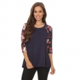 Women's Floral Pattern Rayon/Spandex 3/4-sleeve Tunic